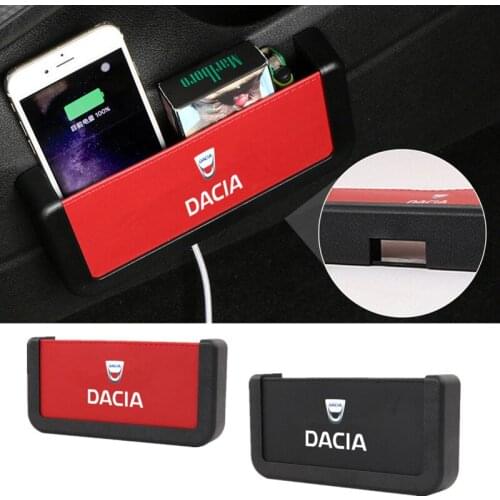 For Dacia Sandero Lodgy 1310 Renault Noul Logan Duster Car Seat Gap Leather Mobile Phone Holder Hanging Storage Box Accessories