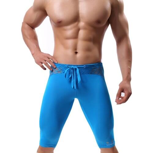 Summer Sexy Men Sportswear See-through Plaid Mesh Sport Shorts Tights Hot Pants Breathable Low Waist Sports Gym Fitness Bottoms