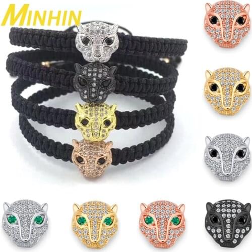 MINHIN 3pcs/lot Micro Pave CZ Leopard Beads For Jewelry Making DIY Copper Spacer Beads Fit Bracelet Necklace Jewelry Accessories