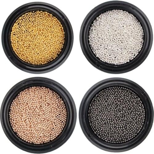 15g 1.0mm 3d Metal Micro Beads Stainless Steel Nails Art Caviar Beads Rose Gold Silver Black Nail Beads Decorations Studs Gift