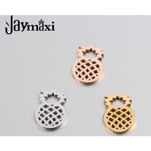 Jaymaxi Pineapple Cute DIY Charms Mirror Polished Stainless Steel 3 Colors Jewelry Findings for Necklace Bracelet 20Pieces/lot