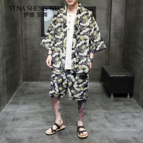 Fashion Mens Hawaiian Style Suit Printing Summer Cardigan Shirt Beach Shorts Streetwear Casual Mens Suit 2 Pieces Outfits M-5XL