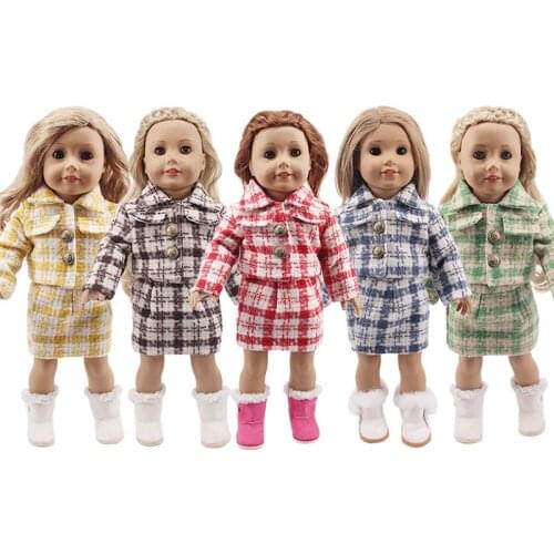 Doll 5 Colors Plaid Small Fragrance Skirt Set For 18Inch American&17Inch 43Cm Reborn New Born Baby Generation Doll Girls Toys