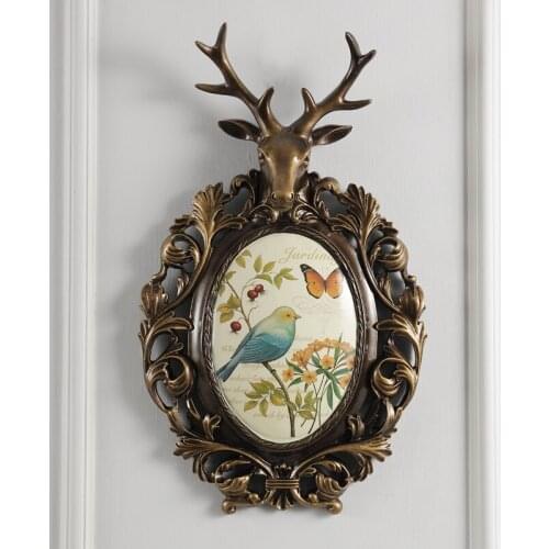 Deer head wall hangings living room decoration card European-American retro bedroom wall decorations