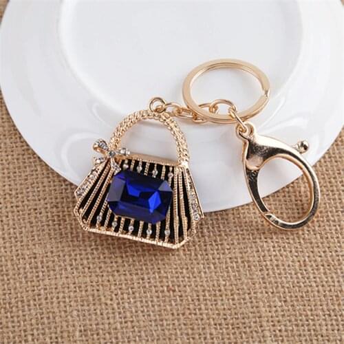 Fancy&Fantasy New Metal Handbag Charming Purse Keychain Crystal Rhinestone Keychain Bag Charms Pendant Car Keyring Jewelry Gift