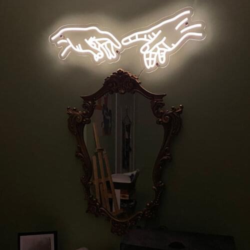 'Hand of God" Customizable Neon Sign For Room Clear Acrylic Led Light Sign Wall Art Holiday Party Decor