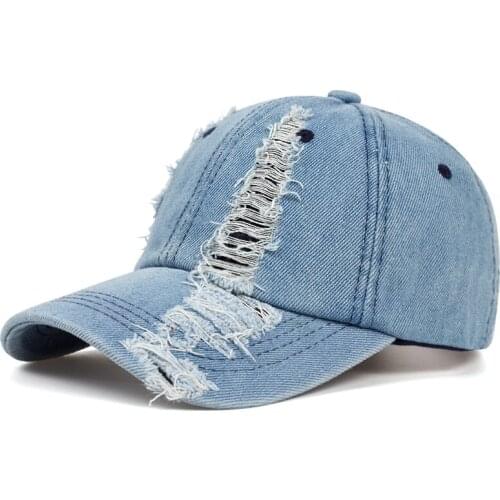 Summer New Fashion Worn Denim Cap Summer Outdoor Leisure Visor Hat Trend Hole Baseball Caps Hip Hop Sport Hats
