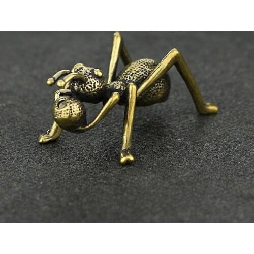New Mini Cute Vintage Brass Ant Statue Incense Insert Desk Ornament Home Office Crafts Decorative Ornament Toy Gift