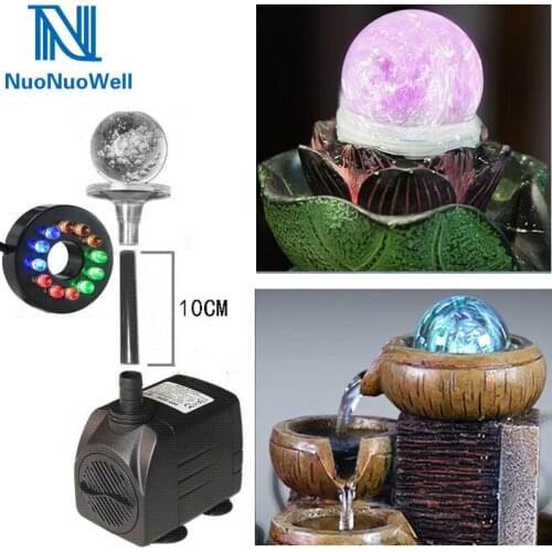 NuoNuoWell 10W Submersible Pump +12LED Light +Runing Ball Pond Aquarium Landscaping Decorative Crafts Home Ornament