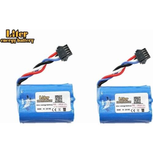 2pcs Upgrade 3.7V 1300mAh 18500 Lipo battery For UDI 001 UDI001 Huanqi 960 Remote control boat speedboat With SM-4P Plug