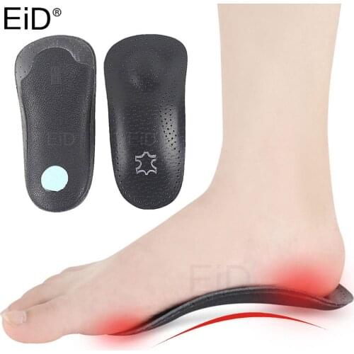 EiD High quality Leather orthotic insole for Flat Feet Arch Support orthopedic shoes sole Insoles for feet men and women OX Leg