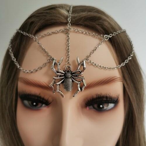 Spider Headpiece Spiders Web Head Chain Silver Spider Headdress Gothic Head Chain
