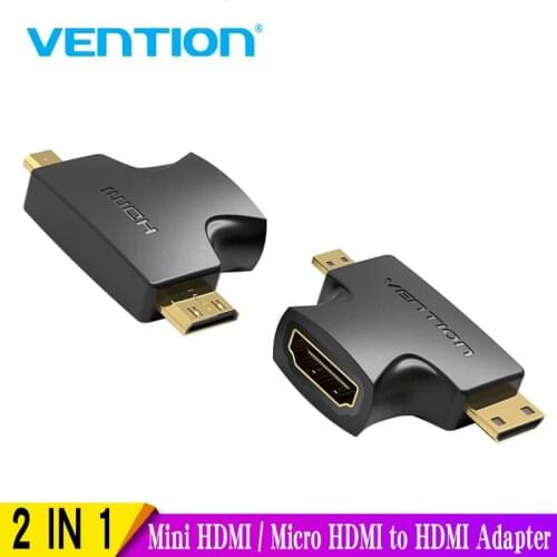 Vention Mini HDMI / Micro HDMI to HDMI Adapter Converter 2 in 1 3D 1080P Male to Female for TV Monitor Projector Camera new hot