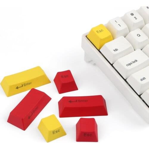 Custom Pbt Esc Enter Yellow Red Keycaps Cherry OEM Profile Thermal Sublimation Keycap For Diy Gaming Mechanical-Keyboard GK61 64