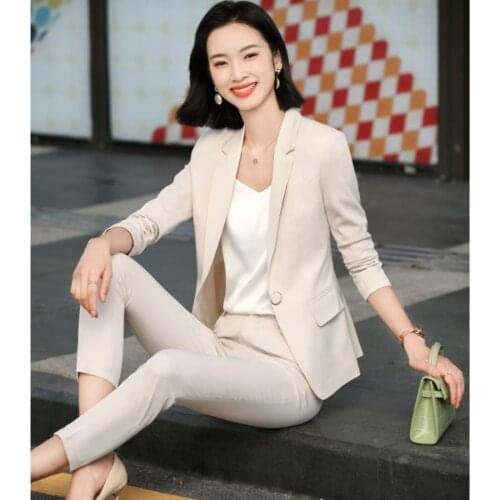 2021 Professional Wear Womens Suits Blazer With Pants Two Piece Fashionable Office Lady Suit Plus Size 4xl Green Black Business