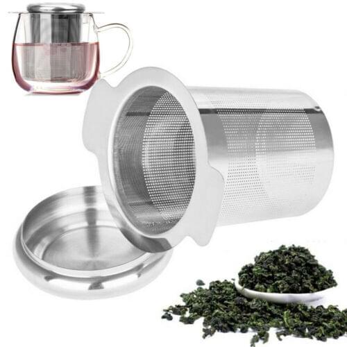 New Stainless Steel Mesh Tea Infuser Metal Cup Coffee Tea Strainers Strainer Loose Leaf Filter w/ Lid