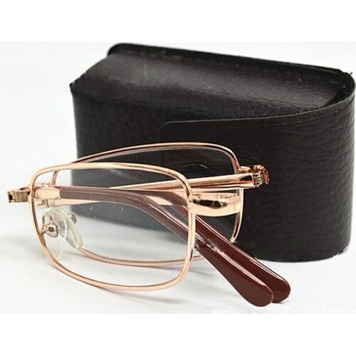 Folding Presbyopia reading glasses With Case Metal Frame eyewear Spectacles +100 +200 +300 R027