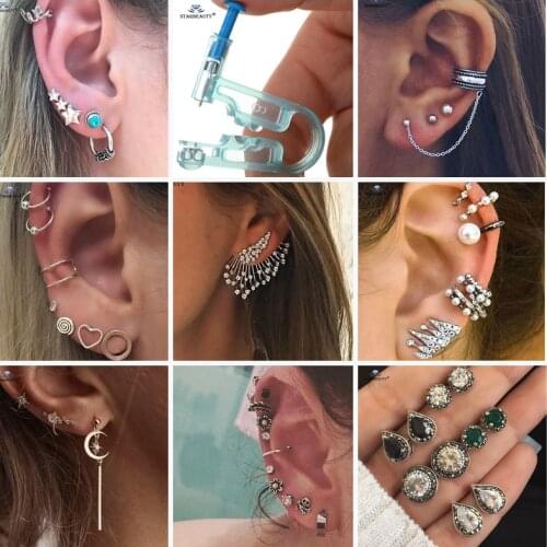 Starbeauty 1 set Retro Ear Fake Piercing Helix Piercing Tragus Fake Nose Ring Pearl Earrings Ornament Fake Earrings Jewelry Tool