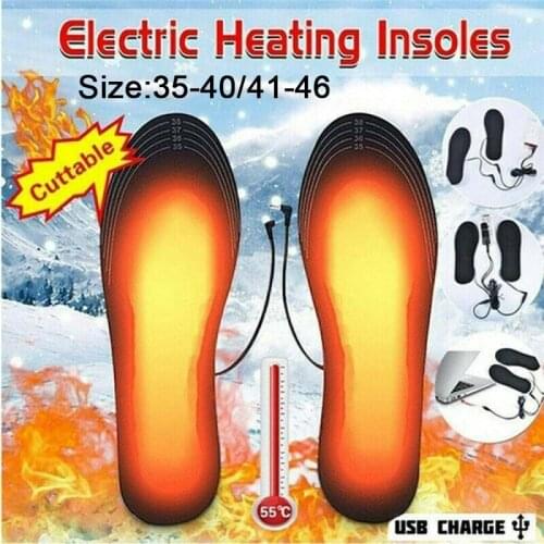 Women Men USB Heated Shoe Insole Electric Foot Heater Winter Outdoor Camping Hiking Cycling Feet Warmer Heating Insoles Washable