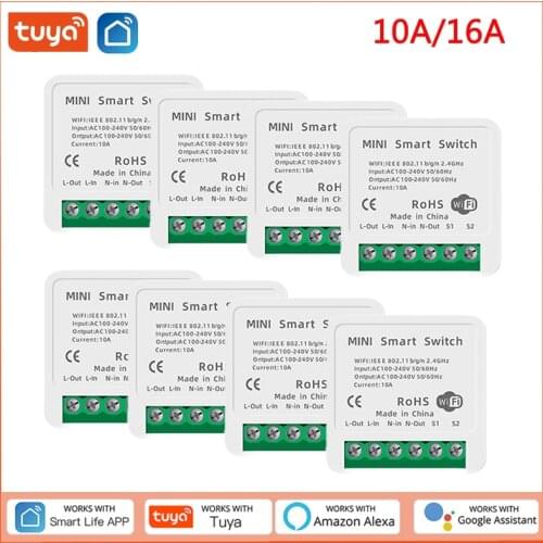 10A/16A Tuya Smart Wifi Switch Mini 2 Way DIY Corridor Lighting Switch Voice Control Works With Alexa Google Home Smart Life App