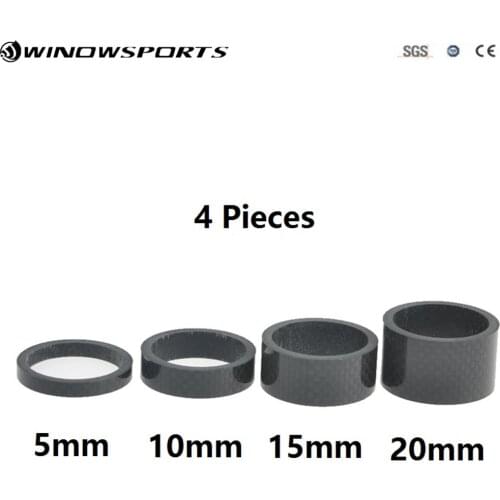 Winow Carbon Bike Stem Spacer 4pcs 5/10/15/20 mm Washer Headset Bicycle Spacer Kit for Bike Fix Refit