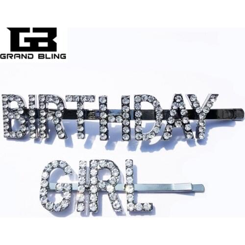 New arrial Letter Hair Clips "Birthday Girl" 2pcs/set Letter Hair Pins Hairslide Unique Birthday Gift