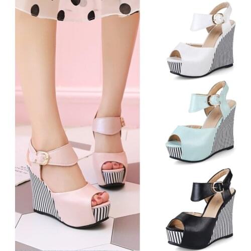 KOLNOO New Handmade Womens Wedges Heels Sandals Peep-Toe&Slingback Sexy Platform Party Prom Evening Fashion Summer Daily Shoes