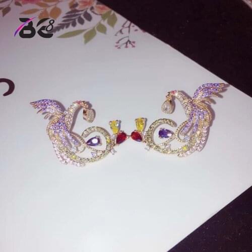 Be 8 New Design Charm Bird Shape Fashionable Luxury Crystal Stud Earrings for Women Wedding Party Jewelry E718