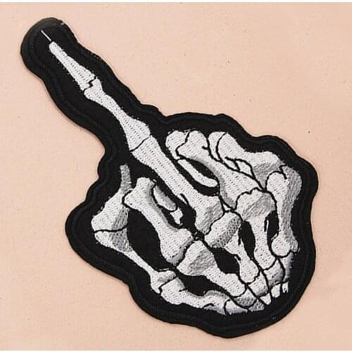 1Pcs DIY kull Skeleton Hand Embroidered Patch Iron On Applique Badge Clothes Patch Stickers Apparel Sewing Accessories BT116