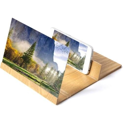 12 inch Desktop Folding Wood Bracket Mobile Phone Screen Magnifier 3D HD Video Amplifier Smartphone Holder Stand