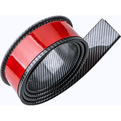 2pcs 1.5m Car Universal Triangle Wheel Eyebrow Protector Bumper CF Pattern Rubber Trim Strip Mudguard Strip Exterior Decoration