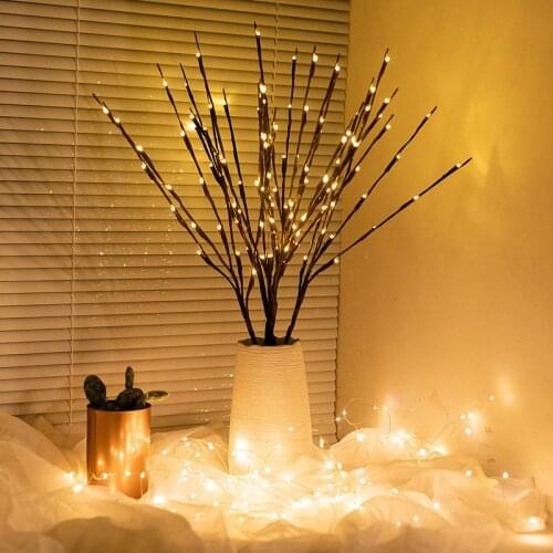 20 Bulbs Willow Branch Lamp Simulation Orchid Branch Led Lights Tall Vase Filler Willow Twig Lighted Branch for Home Decoration