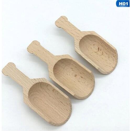 3pcs/Set!! Candy Flour Spoon Scoops Kitchen Utensils - 2.3x7.6cm 2.5x8.1cm 3x7.8cm Mini Wooden Scoops Bath Salt Spoon