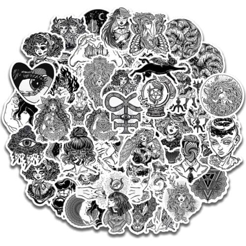 50Pcs/Set Horror And Thriller Style Gothic Wind For Luggage Motorcycle Laptop Refrigerator Washing Machine Pvc Sticker