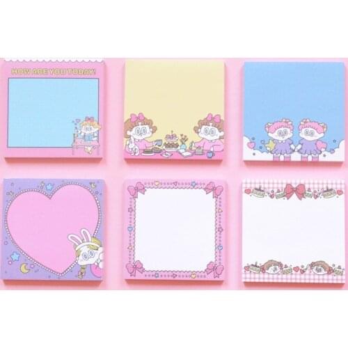 Girl Friends Memo Pad Cute Cartoon Ins Style Cake Bowtie Notepad Mini Message Sticky Note Gift Office School Supplies A6322