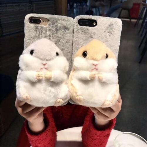 Essidi Cute Animal Hamster Soft TPU Phone Case For iPhone X 6S Plus 7Plus 8Plus XR XS Max Lovely 3D Cartoon Toy Doll Cover