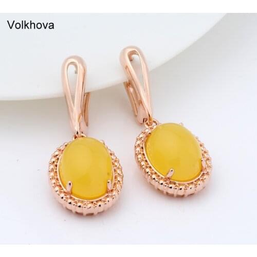 Volkhova Egg-shaped color Zircon Drop Earrings in national style Copper Earrings For Women Party charming fashion jewelry
