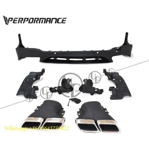 GLC X253 rear diffuser for GLC63 rear bumper lip 2016-2019y GLC250 GLC300 facelift with silver muffler tips PP material