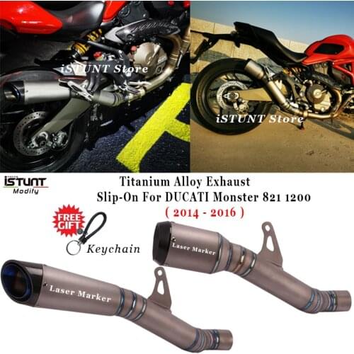 For DUCATI Monster 821 1200 Motorcycle Exhaust System Escape Modiifed Titanium Alloy Middle Link Pipe Carbon Fiber Muffler