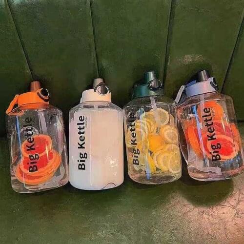 Container Travel 2 Liter Gourd Sports Water Bottles School Girls Plastic Gym Juice Bicycle With Straw Big Drink Bpa Free Thermo