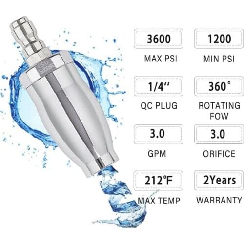 M89B Quick Connect Turbo Nozzle Spray Nozzle 1/4" Quick Connection 3600PSI 3.0G PM for Cold Water Pressure Washers