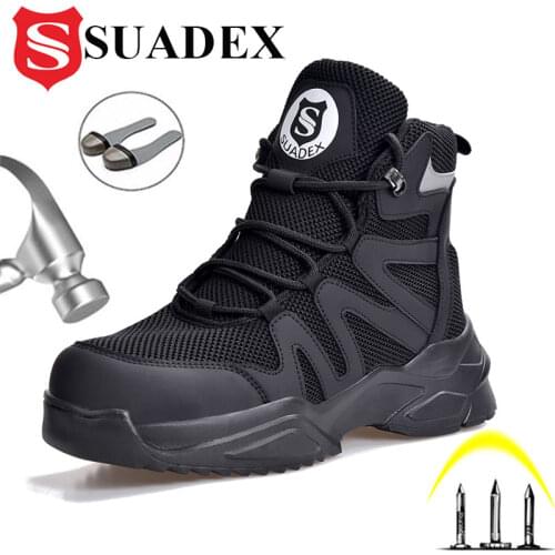 SUADEX Indestructible Steel Toe Boots for Men Safety Shoes Anti-Smashing Work Breathable Safety Work Boot Shoes EUR Size 37-48