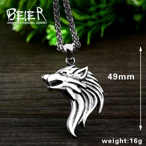 BEIER new store new Viking wolf head necklace pendant totem personality animal mens pendant Fashion jewelry gift LLBP8-409P