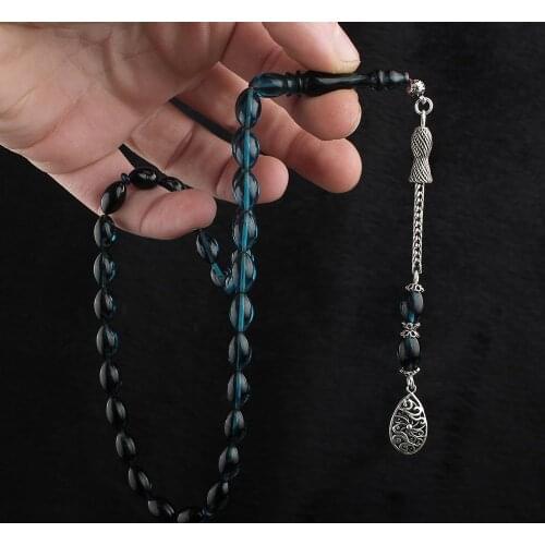 Natural Amber 925 Silver Tassel 33 Beads Pendant Prayer Beads Islamic Tasbih Rosary Men Women Meditation Jewelry From Turkey