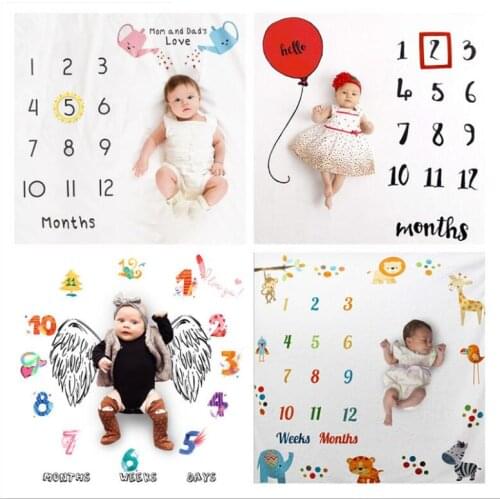 Baby Milestone Blanket 100*100 CM Baby Monthly Blanket Baby Photography Blanket Props Moon Stars Newborn Photo Prop Background