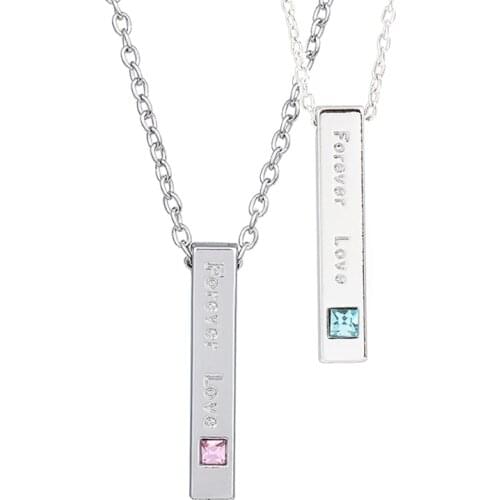 2018 Couple Necklace Forever Love Pendants Necklace Engraved Necklace Men Fashion Jewelry Women Choker Necklace Bijoux