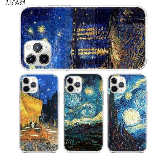 Van Gogh Starry sky art For iPhone 12 11 XS Pro Max Mini XR X 8 7 6 6S Plus 5 SE 2020 Silicone TPU Phone Case