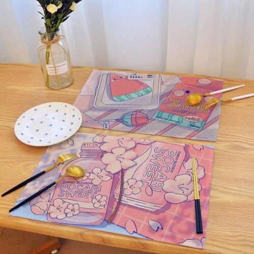 Cute pink placemat tablecloth snack cloth art mat girl student desk table mat decoration physical photography props