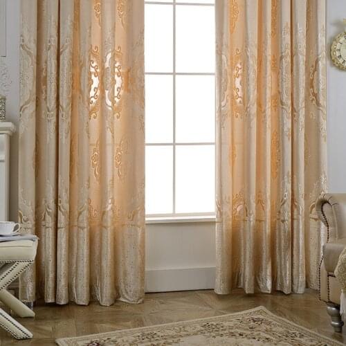 Modern and simple imitation Curtains for Living dining room bedroom imitation embroidered jacquard European style curtains