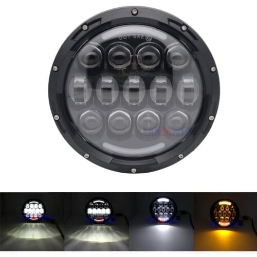 Super bright 105W 7 Inch Round LED Headlight with White/ amber Turn Signal DRL for Yamaha Road Star Street Glide